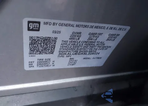 2025 GMC Terrain Awd Elevation from USA, damaged, VIN 3GKALUEGXSL316024